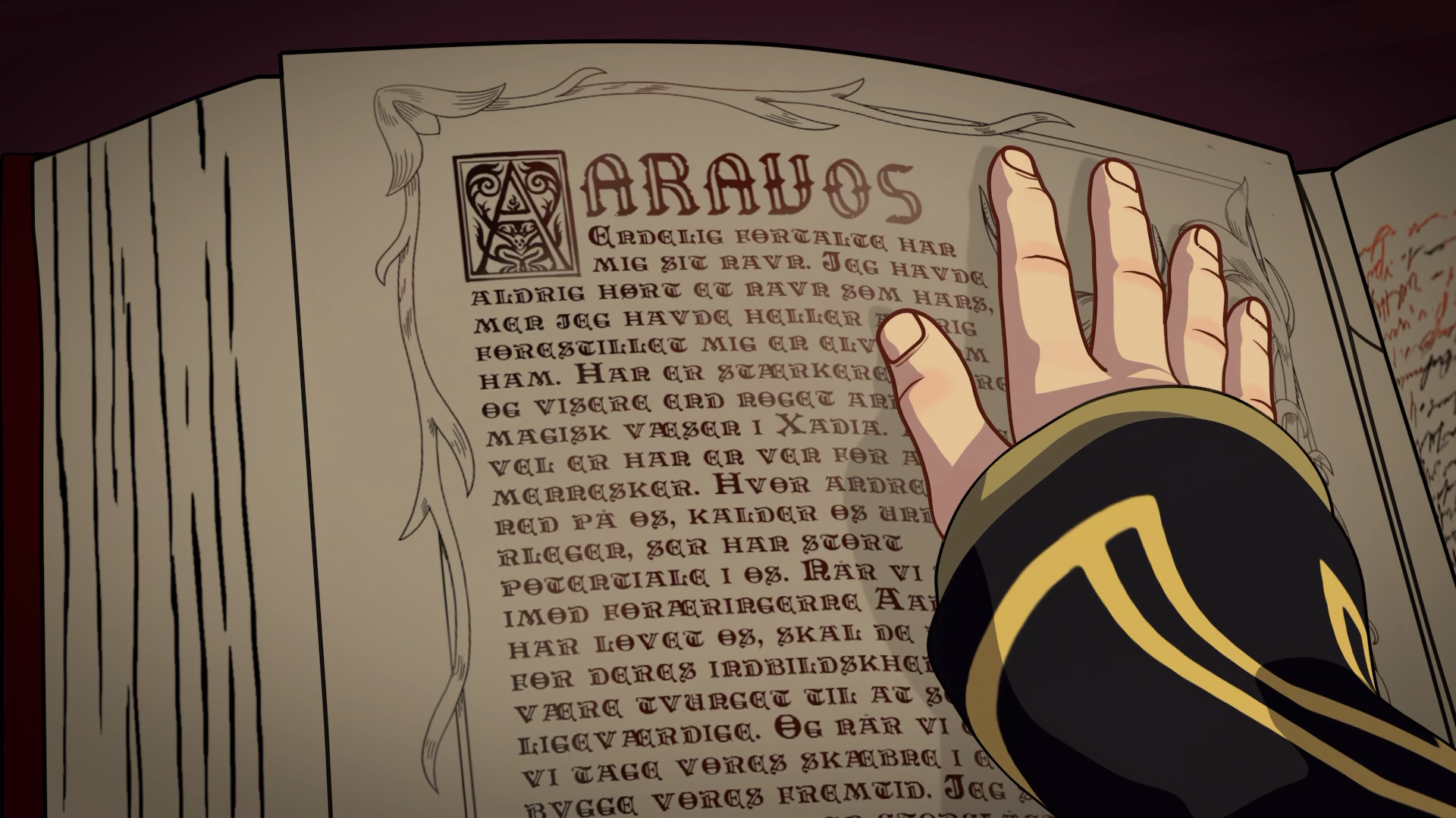 Danish text about Aaravos in s02e08 (10:32)